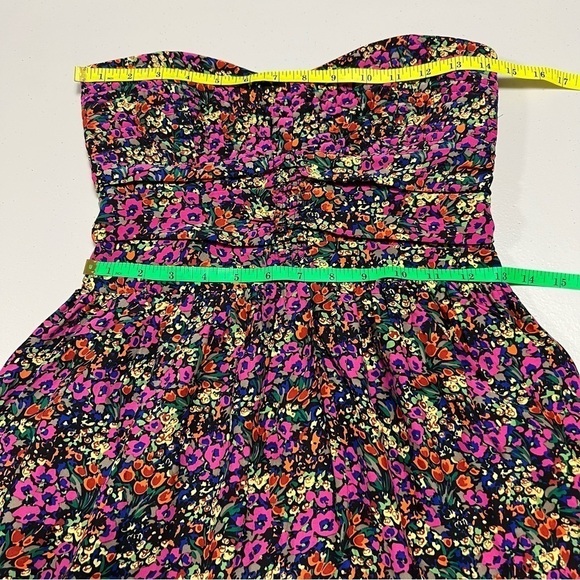 Parker Pure Silk Floral Printed Strapless Sweetheart Mini Dress - Picture 12 of 13